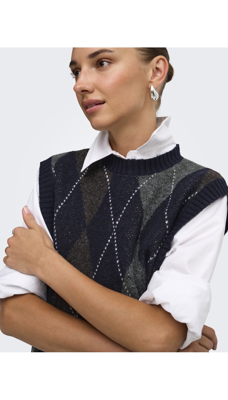 Pull Argyle Night Sky ONLRHOMBUS ONLY - 5 | TOPS